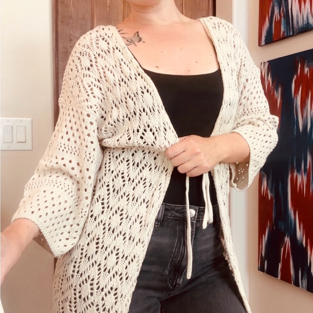Daytrip (Buckle) Cream Open-Knit Women's Sweater